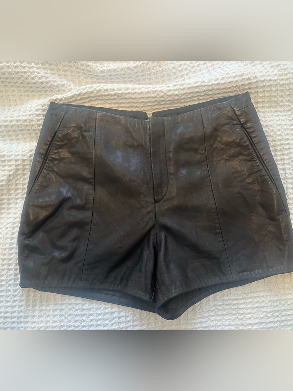 rag & bone Leather Shorts Black Waist 6
